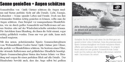 Sonne genießen + Augen schützen